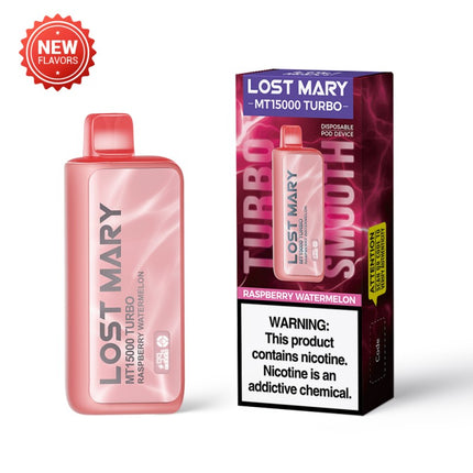 LOST MARY MT15000 TURBO 5% DISPOSABLE 5CT/PACK | RASPBERRY WATERMELON Rising Wholesale Inc. LOST MARY MT15000 TURBO 5% DISPOSABLE 5CT/PACK | RASPBERRY WATERMELON Rising Wholesale Inc.