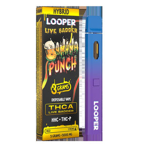 LOOPER 3 GRAM THCA LIVE BADDER + HHC + THC-P DISPOSABLE