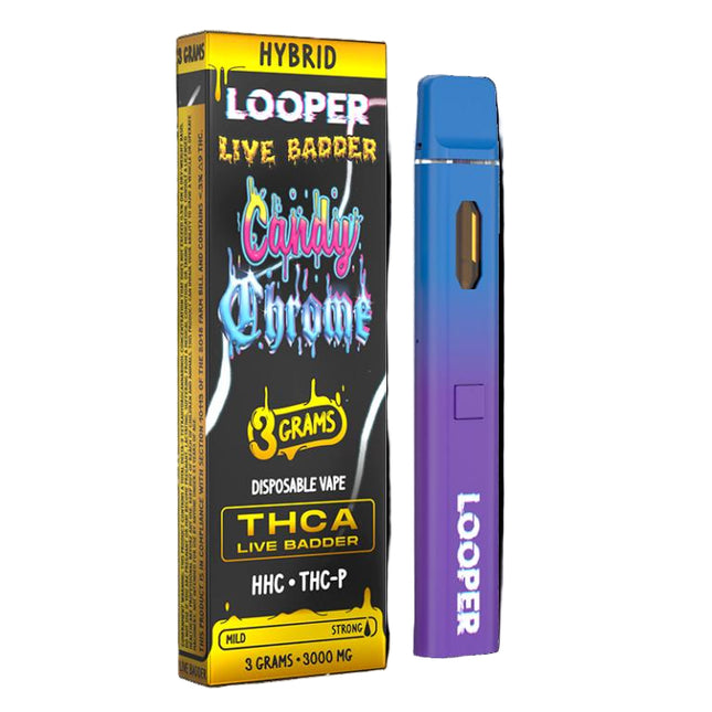 LOOPER 3 GRAM THCA LIVE BADDER + HHC + THC-P DISPOSABLE CANDY CHROME (HYBRID) 810110044692