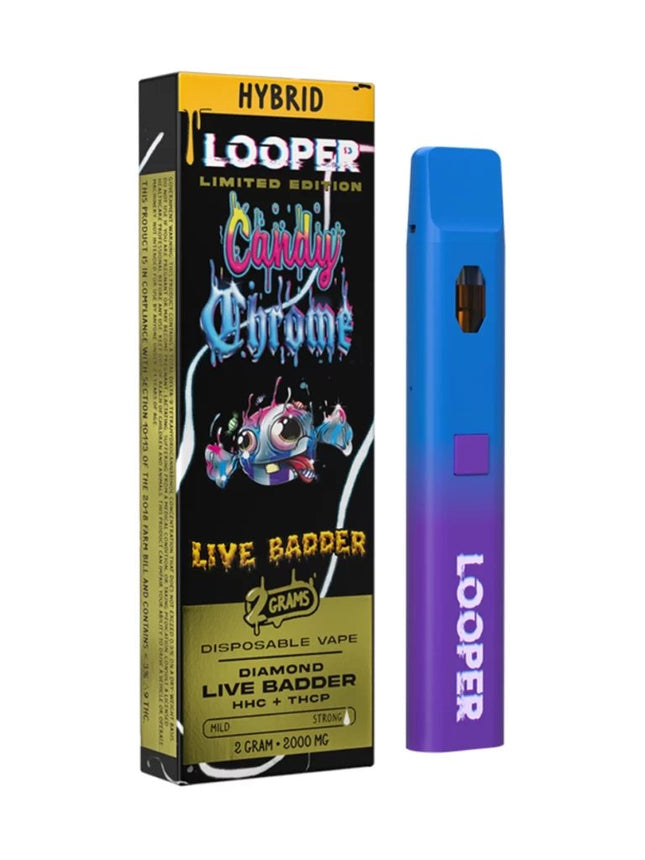 LOOPER LIMITED EDITION DIAMOND LIVE BADDER 2 GRAM CARTRIDGE (HHC + THCP) CANDY CHROME 810110044494