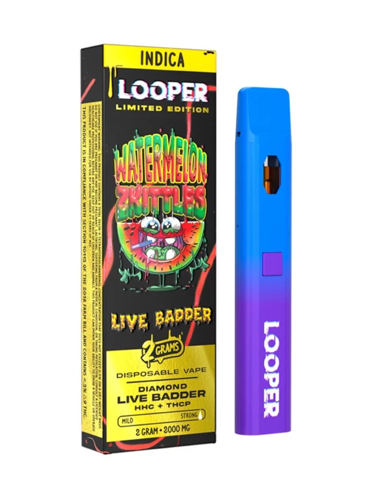 LOOPER LIMITED EDITION DIAMOND LIVE BADDER 2 GRAM CARTRIDGE (HHC + THCP) WATERMELON ZKITTLES 810110044487