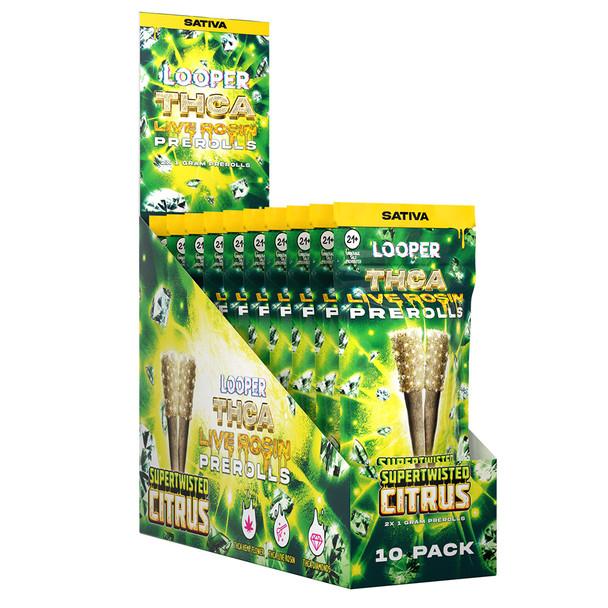 LOOPER LIVE ROSIN THCA PRE-ROLLS 2 X 1 GRAM EACH SUPERTWISTED CITRUS (SATIVA) 810110046733