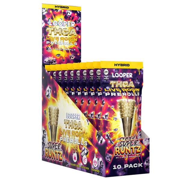 LOOPER LIVE ROSIN THCA PRE-ROLLS 2 X 1 GRAM EACH SUPER RUNTZ (HYBRID) 810110046726