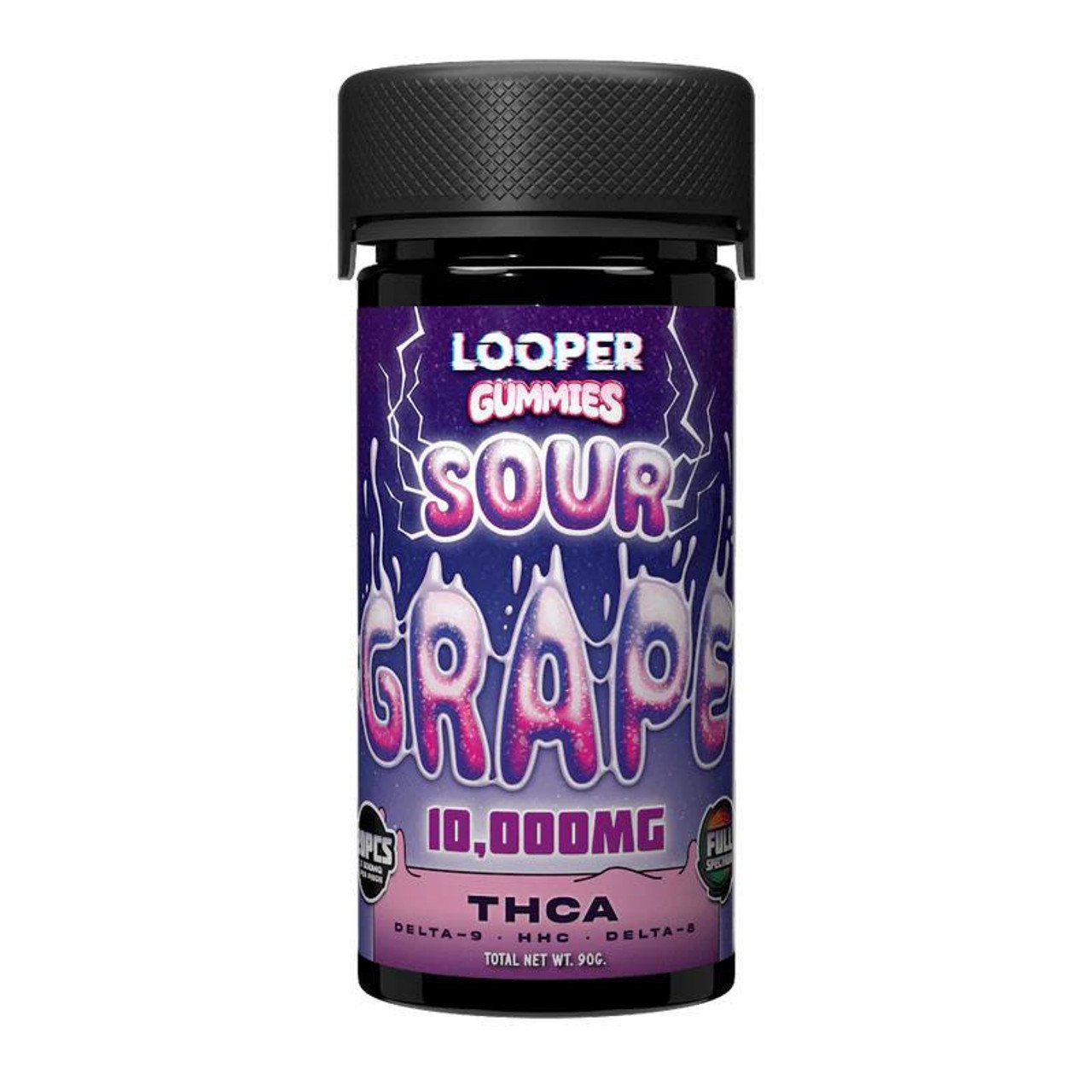 LOOPER THC-A LIVE BADDER GUMMIES 10,000MG SOUR GRAPE 810110046641
