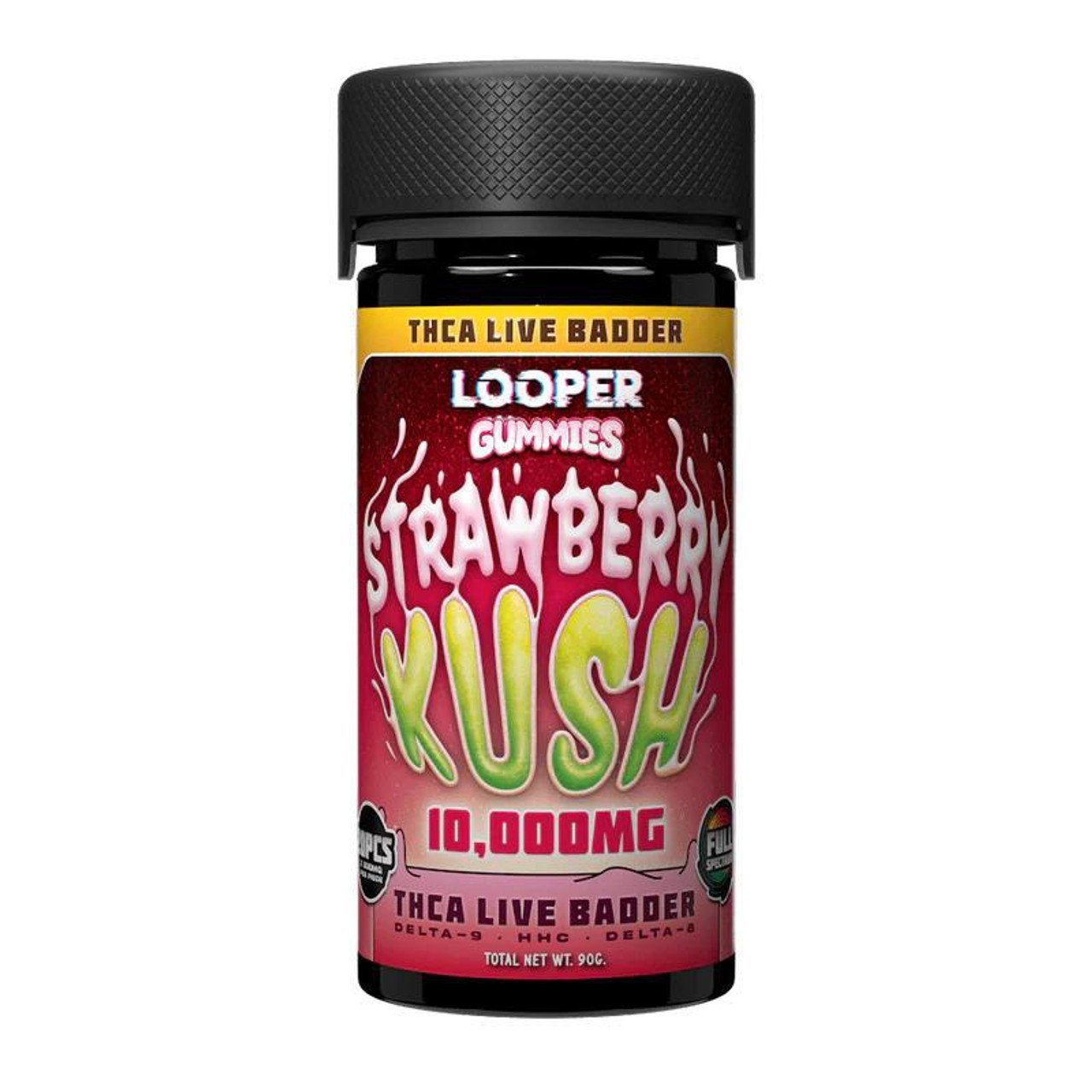 LOOPER THC-A LIVE BADDER GUMMIES 10,000MG STRAWBERRY KUSH 810110046689