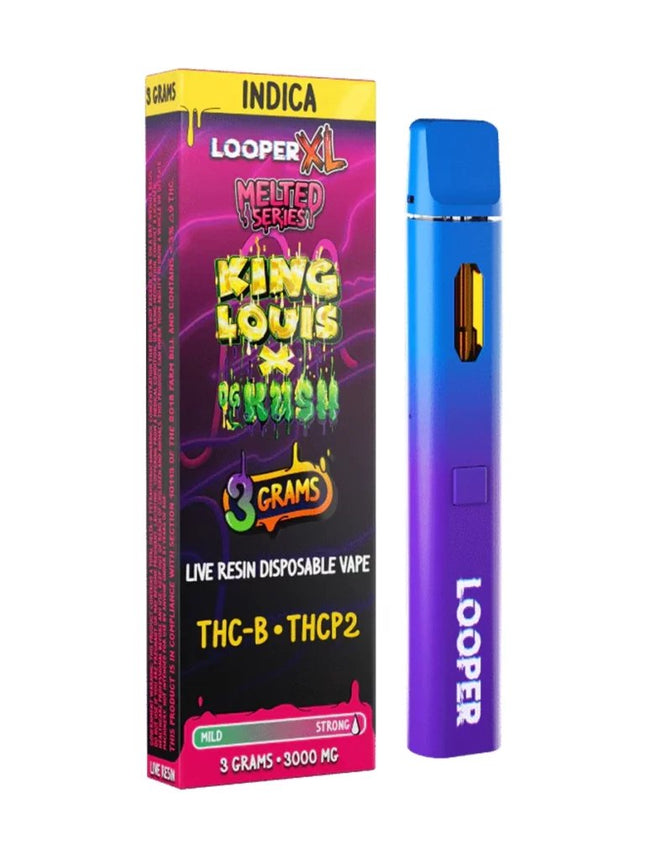 LOOPER XL SERIES 3ML LIVE RESIN DISPOSABLE (2X THE THC-P) KING LOUIS X OG KUSH (INDICA) 810110046085