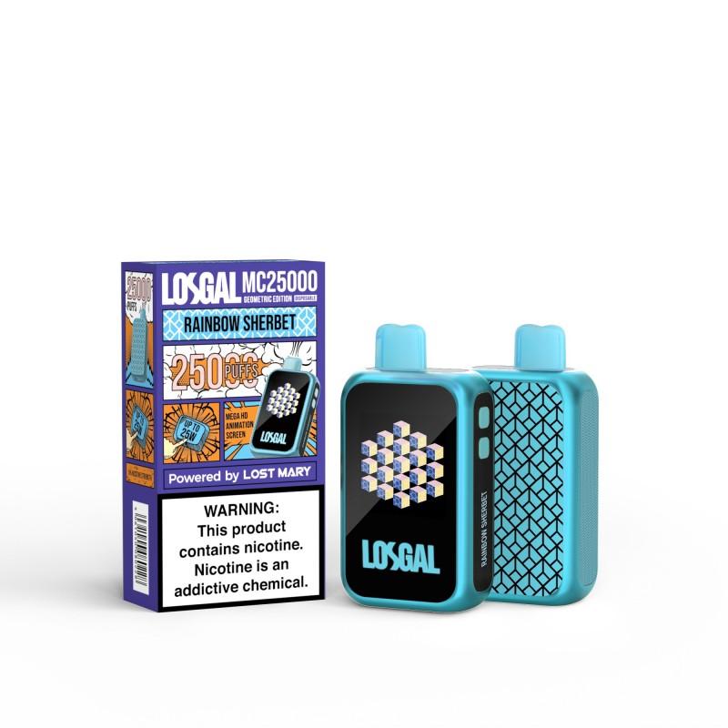 LOSGAL MC25000 BY LOST MARY DISPOSABLE VAPE (5CT DISPLAY) RAINBOW SHERBET 5061040080273