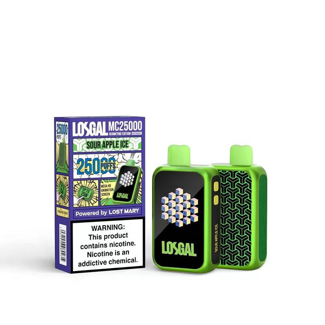 LOSGAL MC25000 BY LOST MARY DISPOSABLE VAPE (5CT DISPLAY) SOUR APPLE ICE 5061040080280
