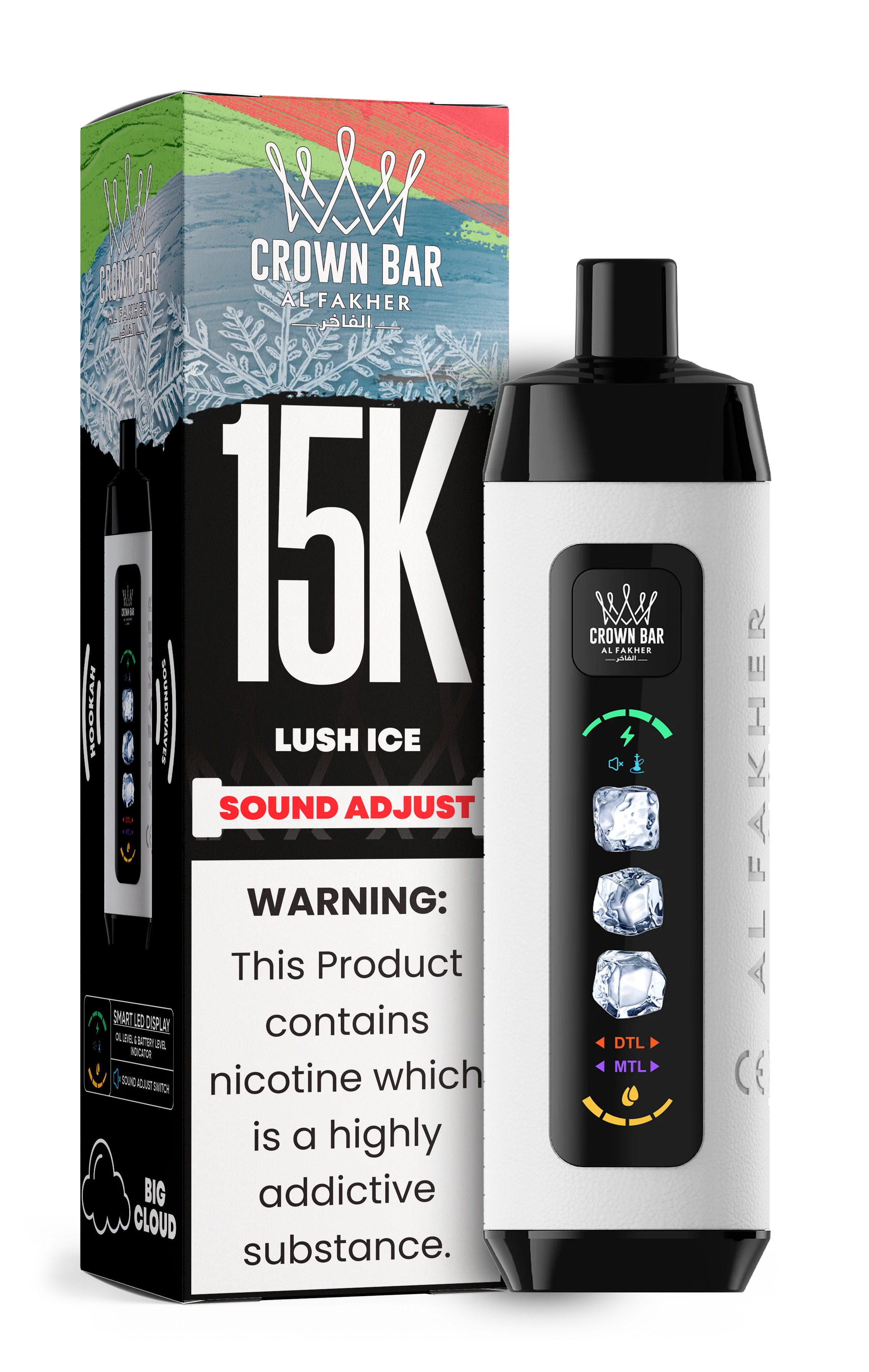 AL FAKHER CROWN BAR 15000 ICE ADJUST DISPOSABLE (5CT DISPLAY)