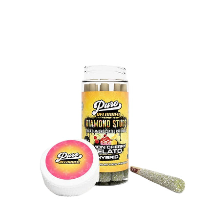 PURO RELOADED DIAMOND STUDS THCA DIAMOND COATED PRE-ROLLS (10 X 2G) 10CT JAR