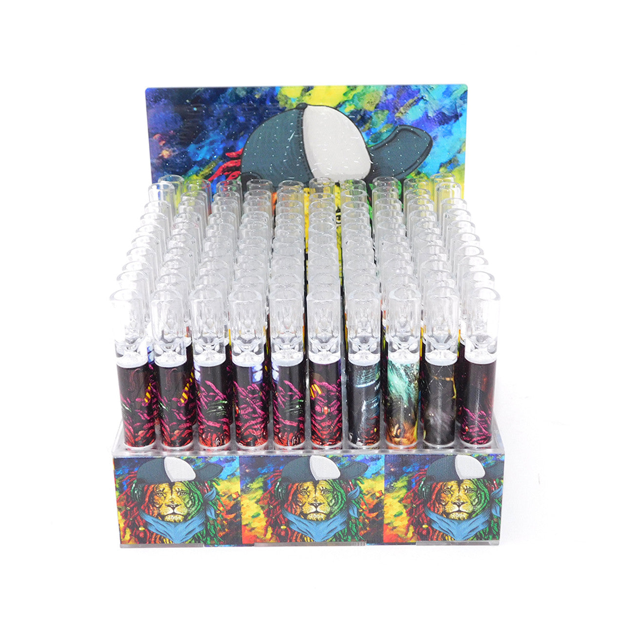 GLASS ONE HITTER ASSORTED DESIGN 100CT/DISPLAY