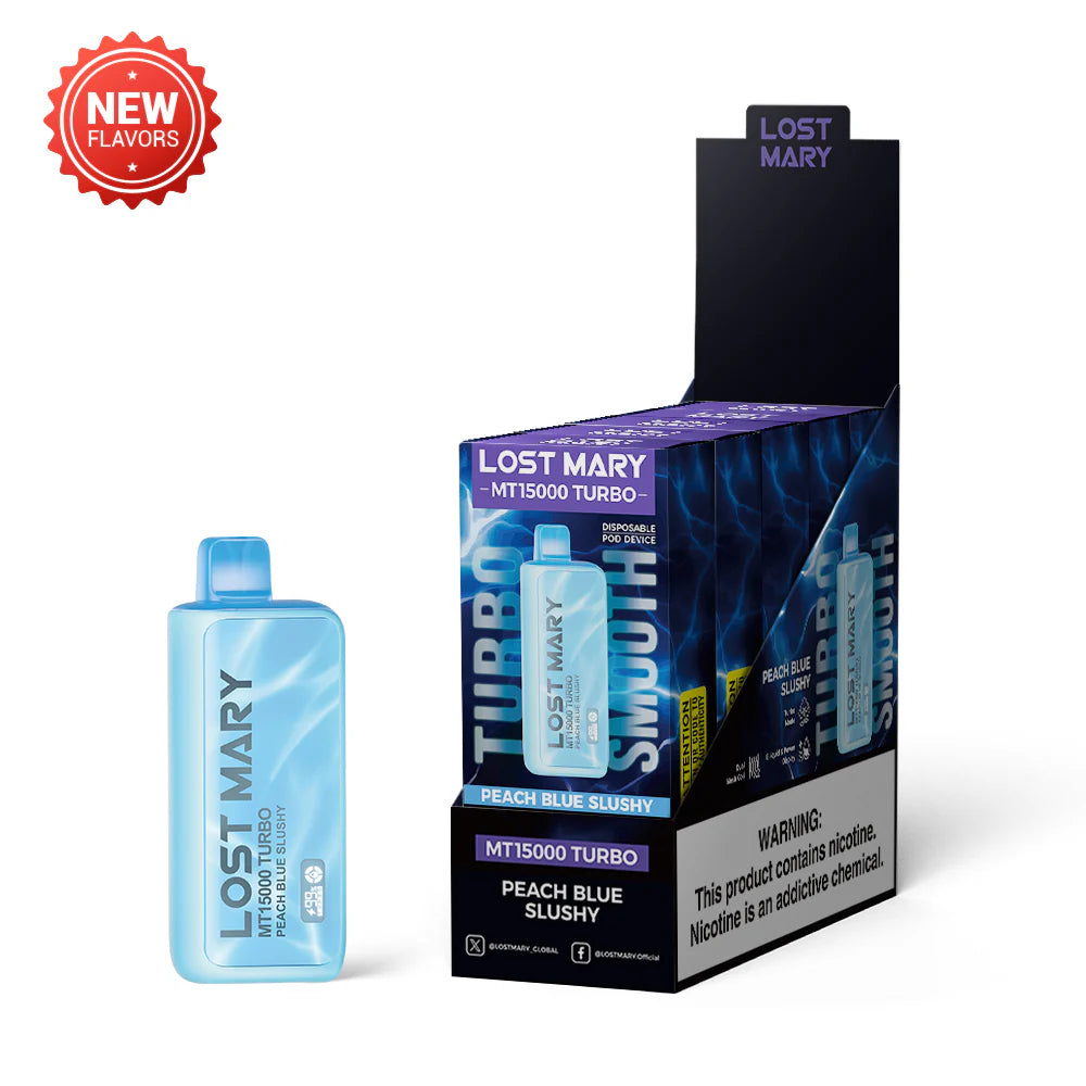 LOST MARY MT15000 TURBO 5% DISPOSABLE 5CT/PACK | PEACH BLUE SLUSHY Rising Wholesale Inc. LOST MARY MT15000 TURBO 5% DISPOSABLE 5CT/PACK | PEACH BLUE SLUSHY Rising Wholesale Inc.