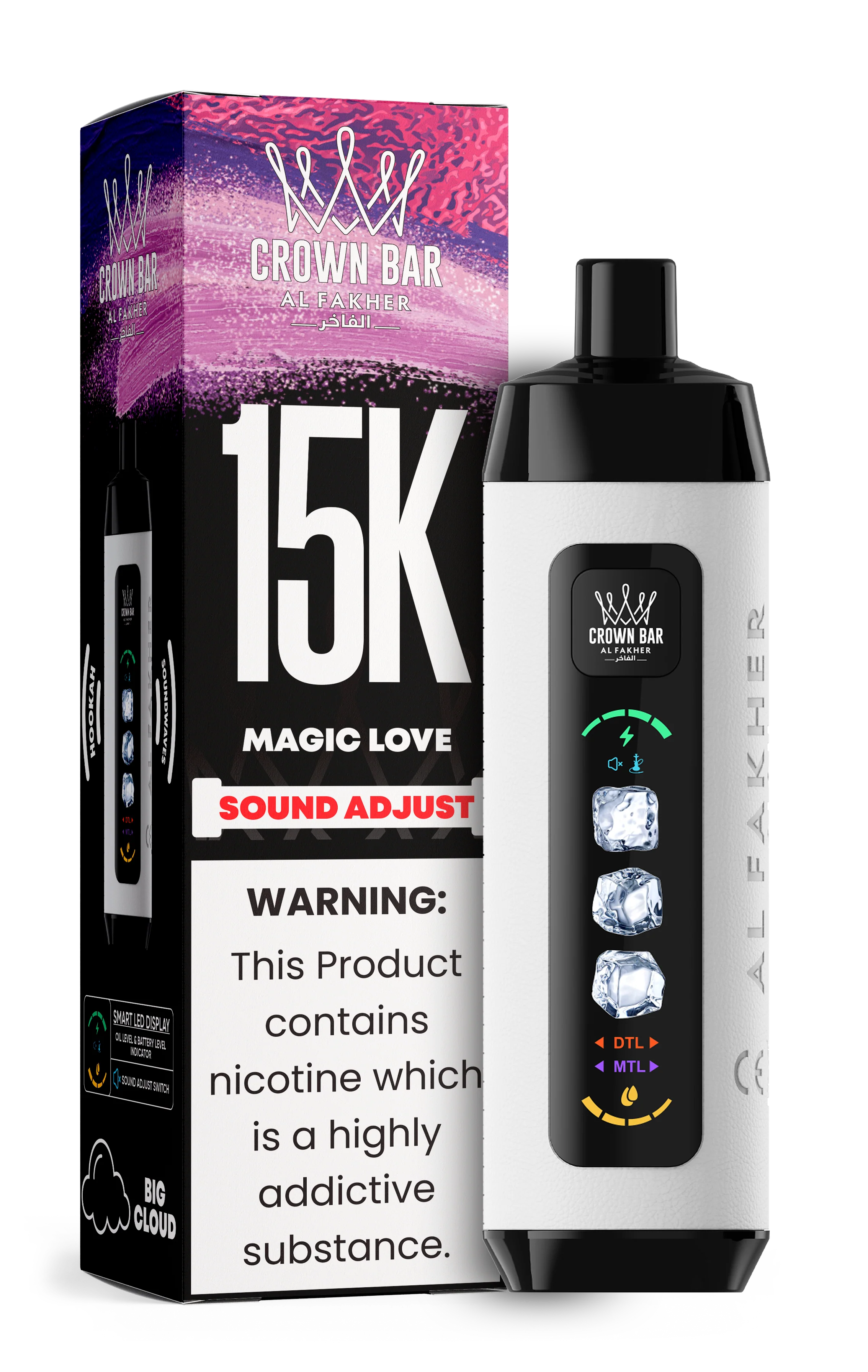 AL FAKHER CROWN BAR 15000 ICE ADJUST DISPOSABLE (5CT DISPLAY)