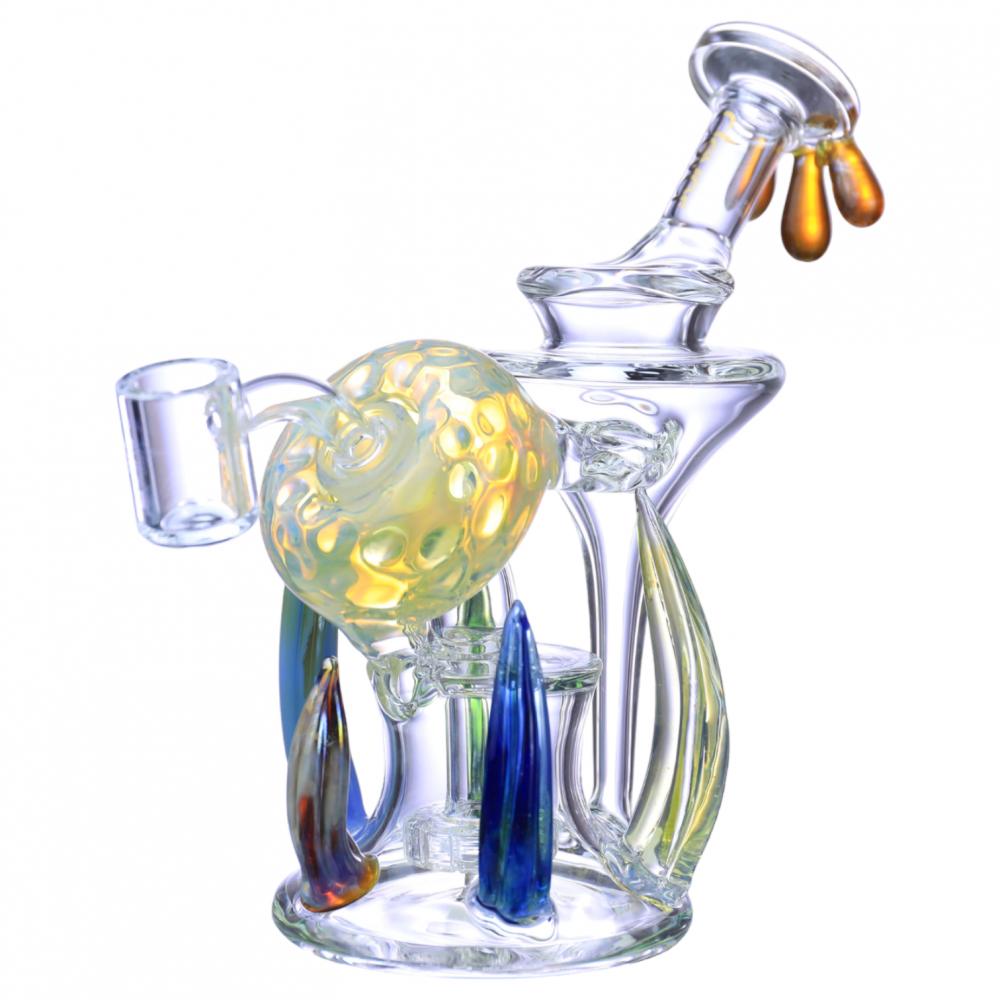 CLOVER GLASS (WPE-709) 7.2" FUMED GOURD REAGAL GLASS CLAWS W/ MATRIC PERC WATER PIPE