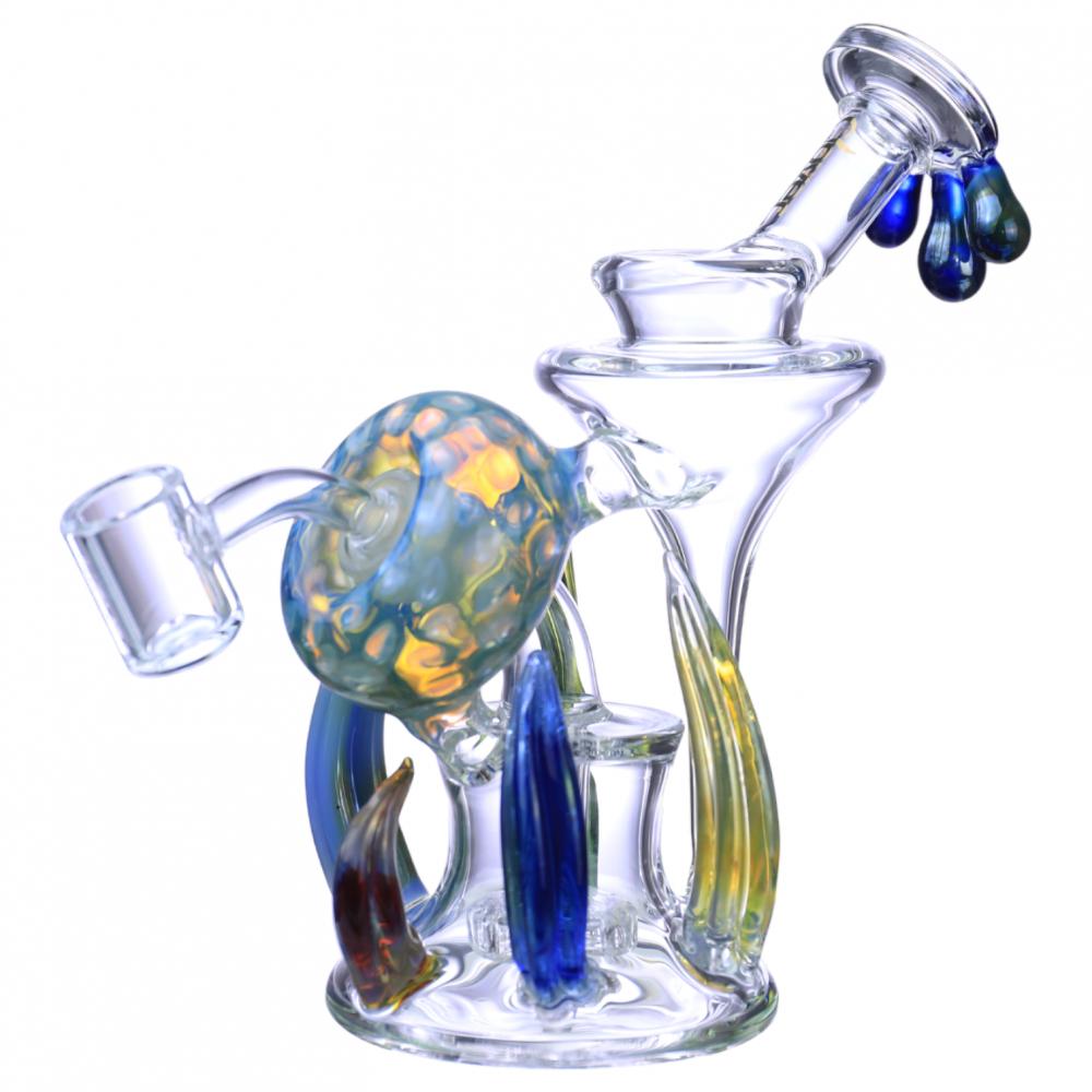 CLOVER GLASS (WPE-709) 7.2" FUMED GOURD REAGAL GLASS CLAWS W/ MATRIC PERC WATER PIPE