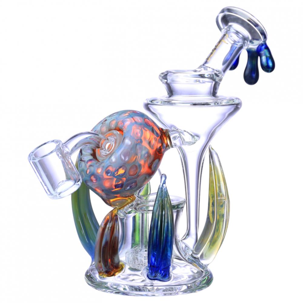 CLOVER GLASS (WPE-709) 7.2" FUMED GOURD REAGAL GLASS CLAWS W/ MATRIC PERC WATER PIPE DESIGN C 6907568742