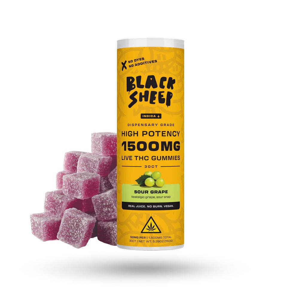 BLACK SHEEP LIVE THC HIGH POTENCY 1500MG GUMMY BOX (30CT/TUBE, 6PK/BOX)