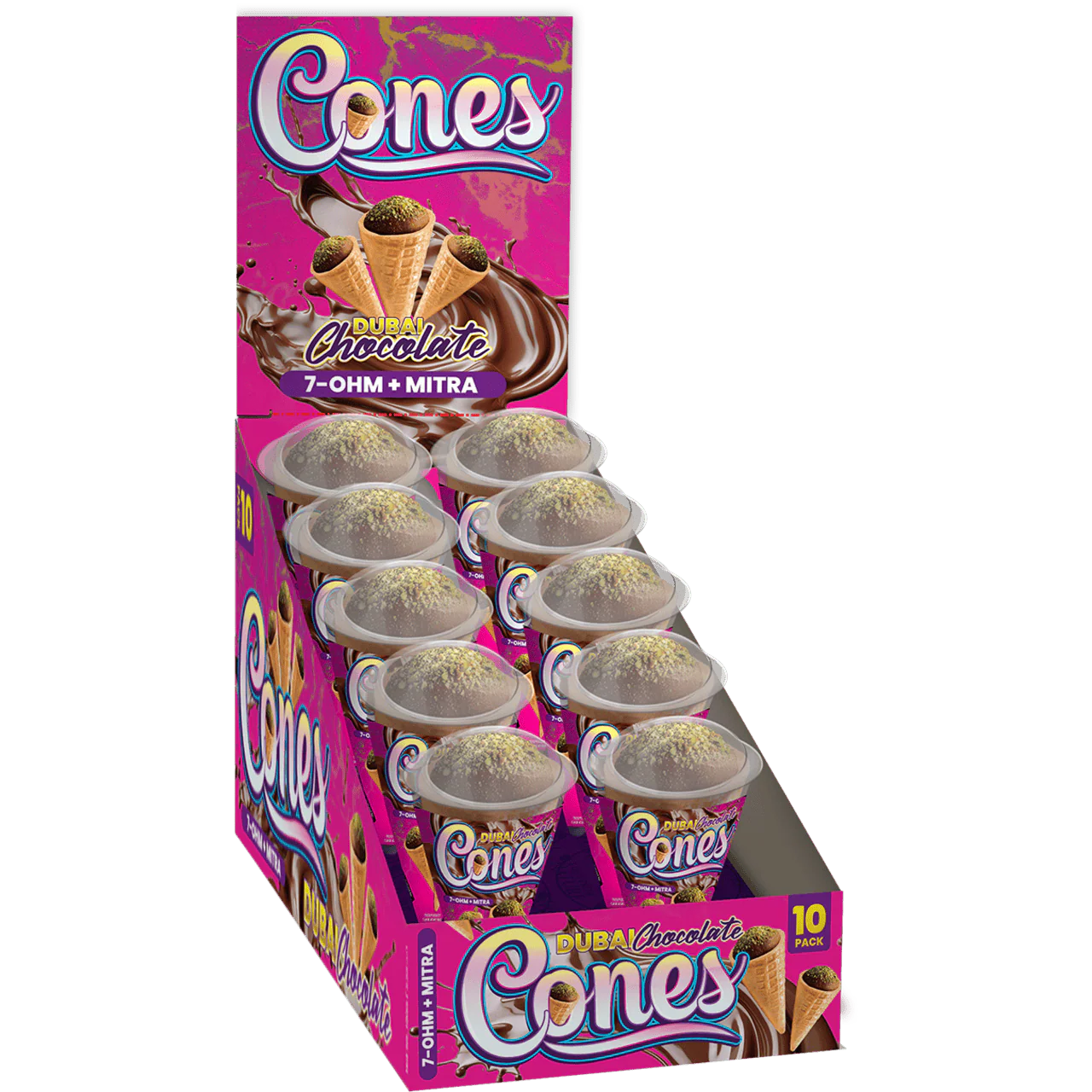 DUBAI CHOCOLATE CONES 7-OHM + MITRA (10CT DISPLAY)