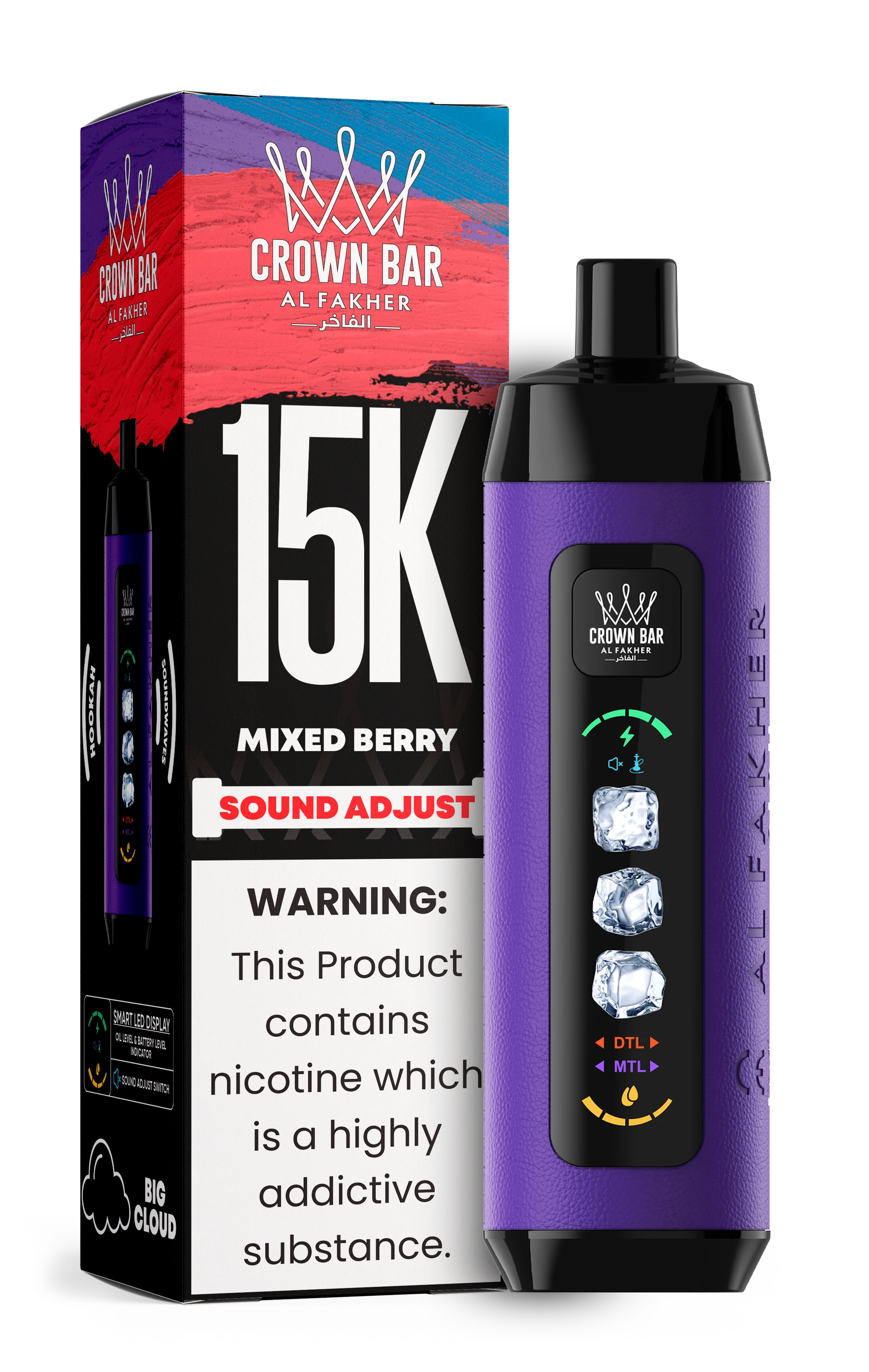 AL FAKHER CROWN BAR 15000 ICE ADJUST DISPOSABLE (5CT DISPLAY)