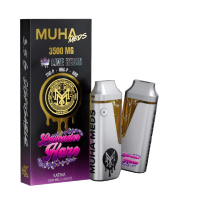 MUHA MEDS 3500MG LIVE RESIN (THC-P + HHC-P + HHC) DISPOSABLE VAPE LAVENDER HAZE (SATIVA) 645656853893