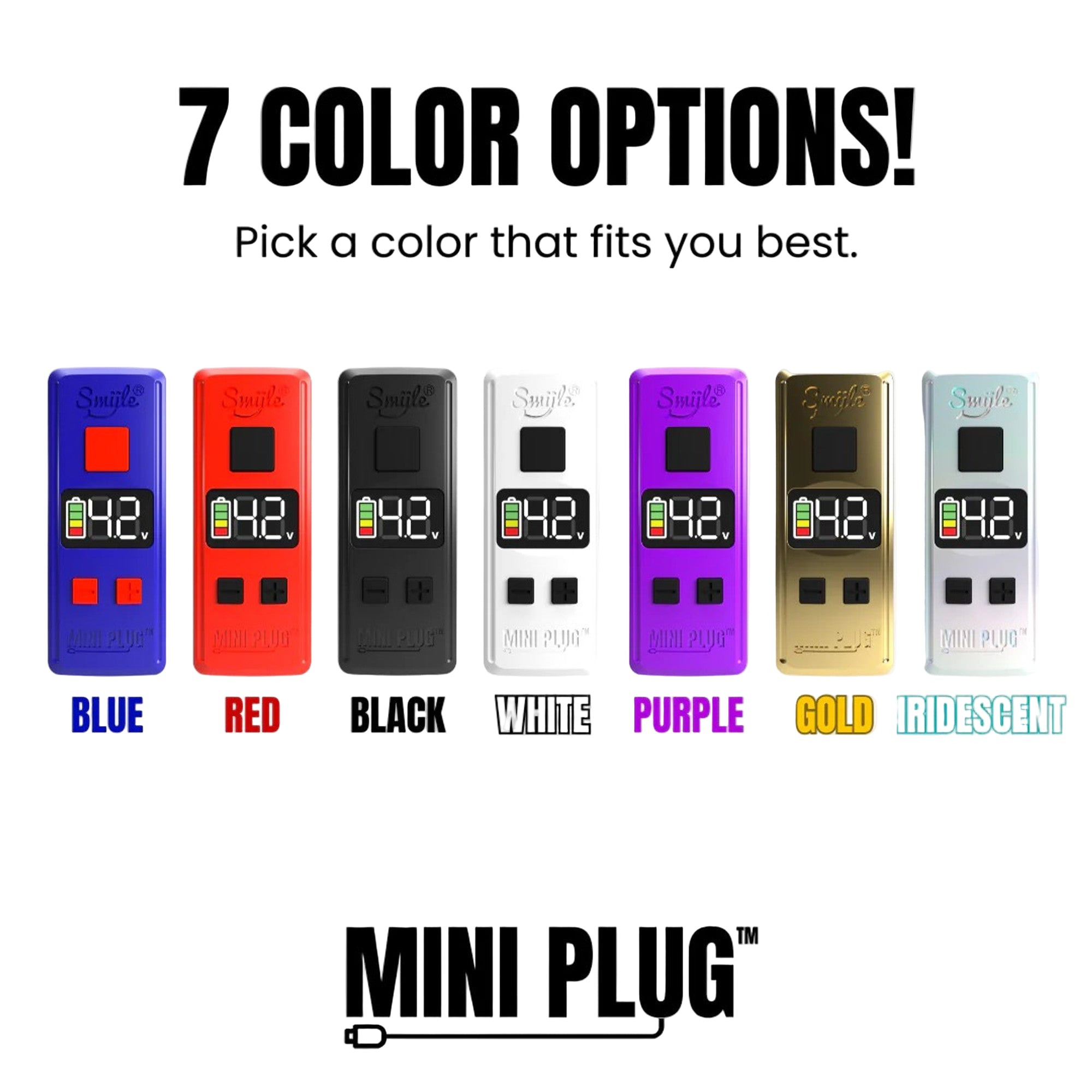 SMYLE LABS MINI 510 CART BATTERY ASSORTED COLOR (20CT DISPLAY)
