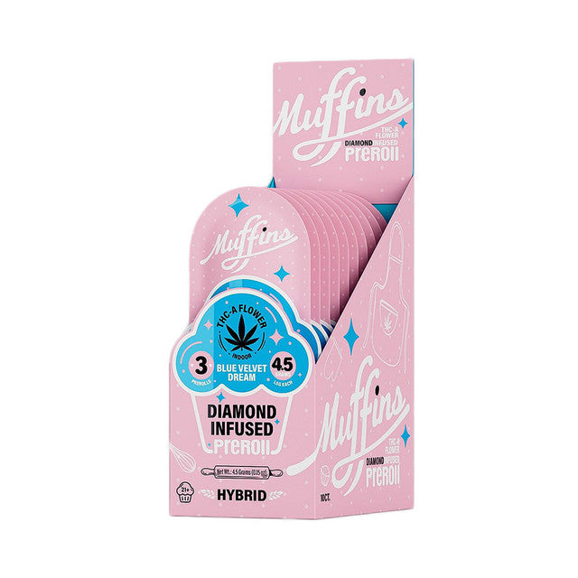 MUFFINS 1.5 GRAM THC-A DIAMOND INFUSED PRE ROLLS (3CT/PK, 4.5G/PK)
