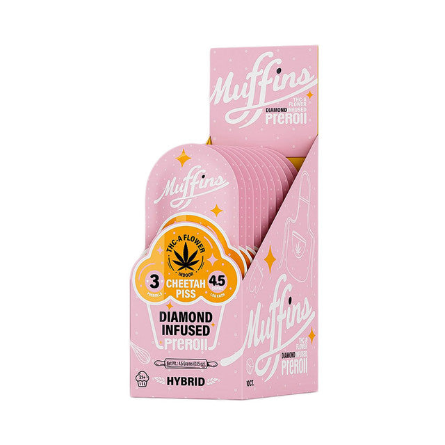 MUFFINS 1.5 GRAM THC-A DIAMOND INFUSED PRE ROLLS (3CT/PK, 4.5G/PK)