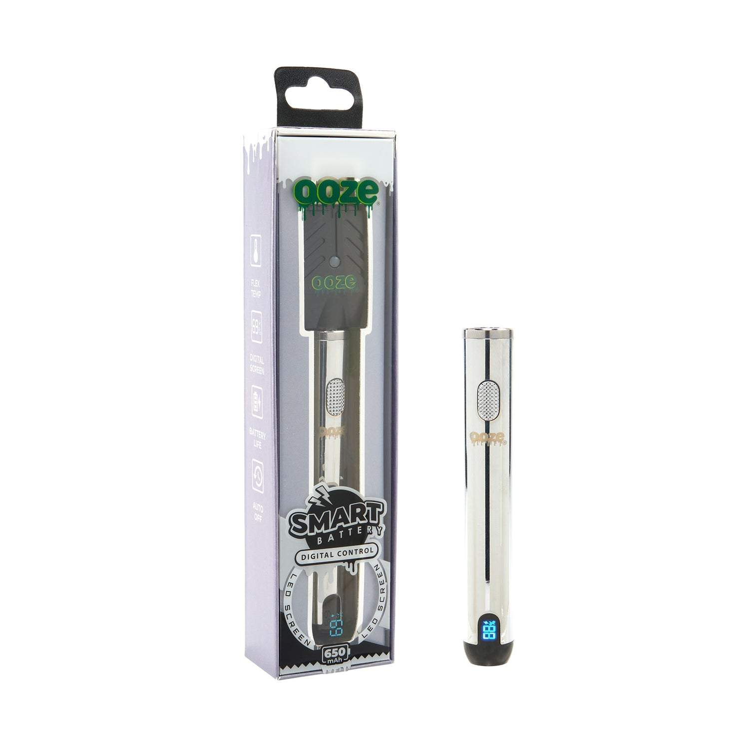 OOZE SMART BATTERY 650mAH DIGITAL CONTROL FLEX TEMP COSMIC CHROME 840212424634