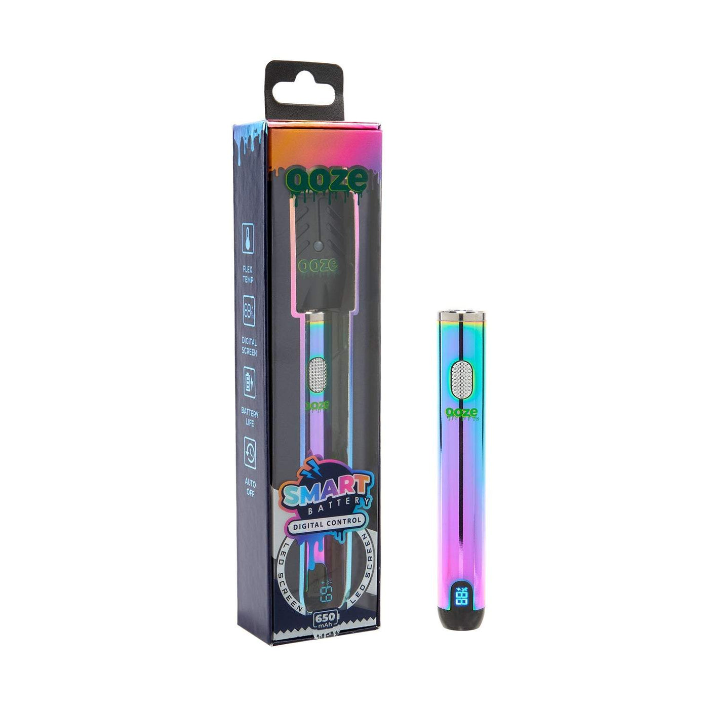 OOZE SMART BATTERY 650mAH DIGITAL CONTROL FLEX TEMP RAINBOW 840212424658