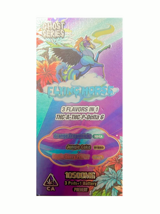 FLYING HORSE GHOST SERIES 10.G 3 IN 1 (3 POD & BATTERY SYSTEM) THCA + THCP + D6 LIVE RESIN