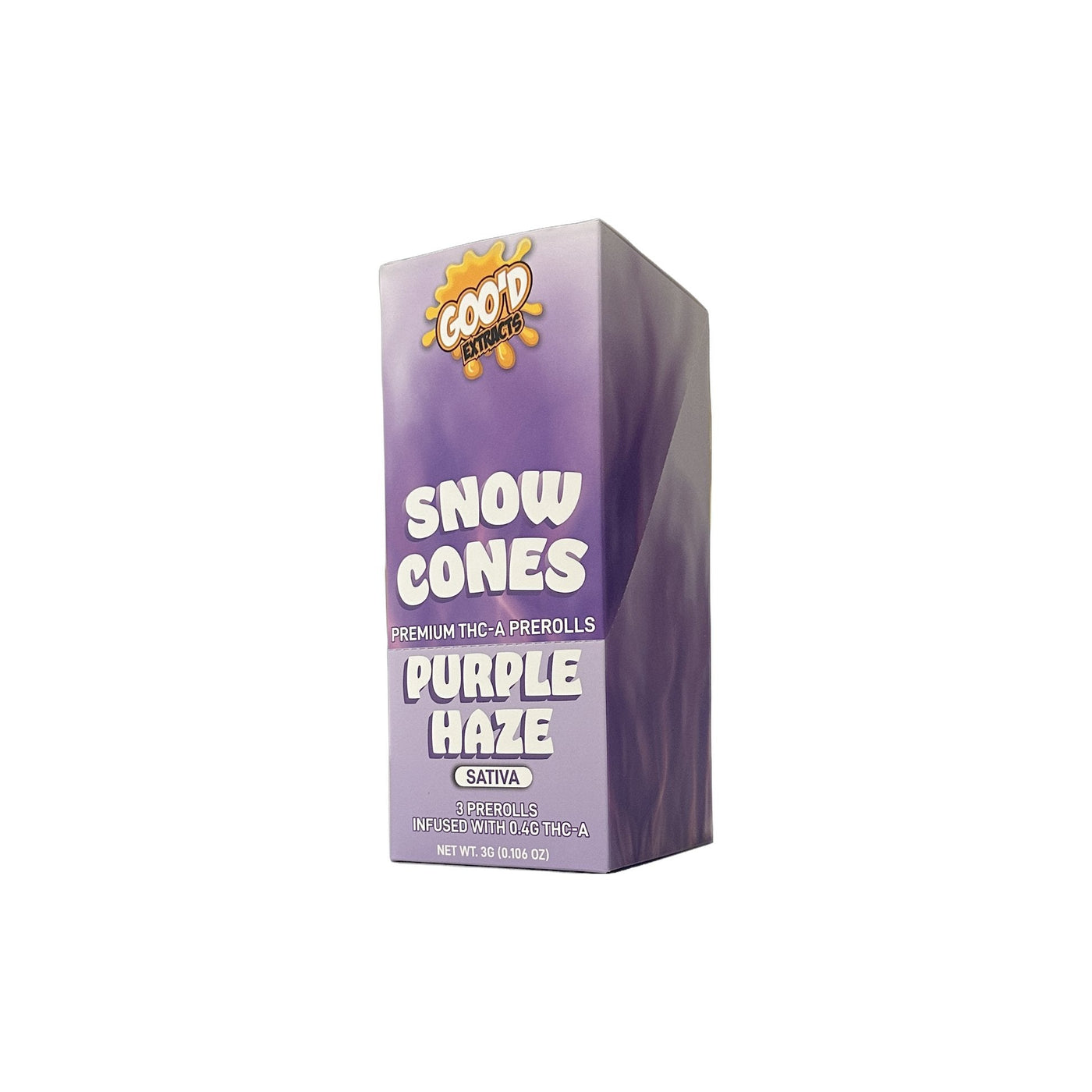 GOO'D EXTRACTS SNOW CONES PREMIUM THC-A PREROLLS 1G (3/PACK) PURPLE HAZE (SATIVA) 850051606412