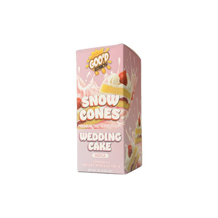 GOO'D EXTRACTS SNOW CONES PREMIUM THC-A PREROLLS 1G (3/PACK) WEDDING CAKE (INDICA) 850051606290