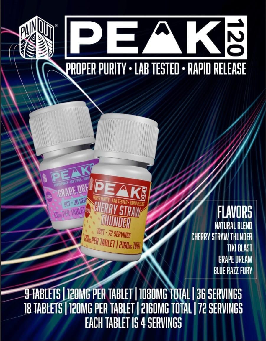 PAIN OUT PEAK 120MG 7-HYDROXY CHEWABLE TABLETS (9CT BOTTLE)