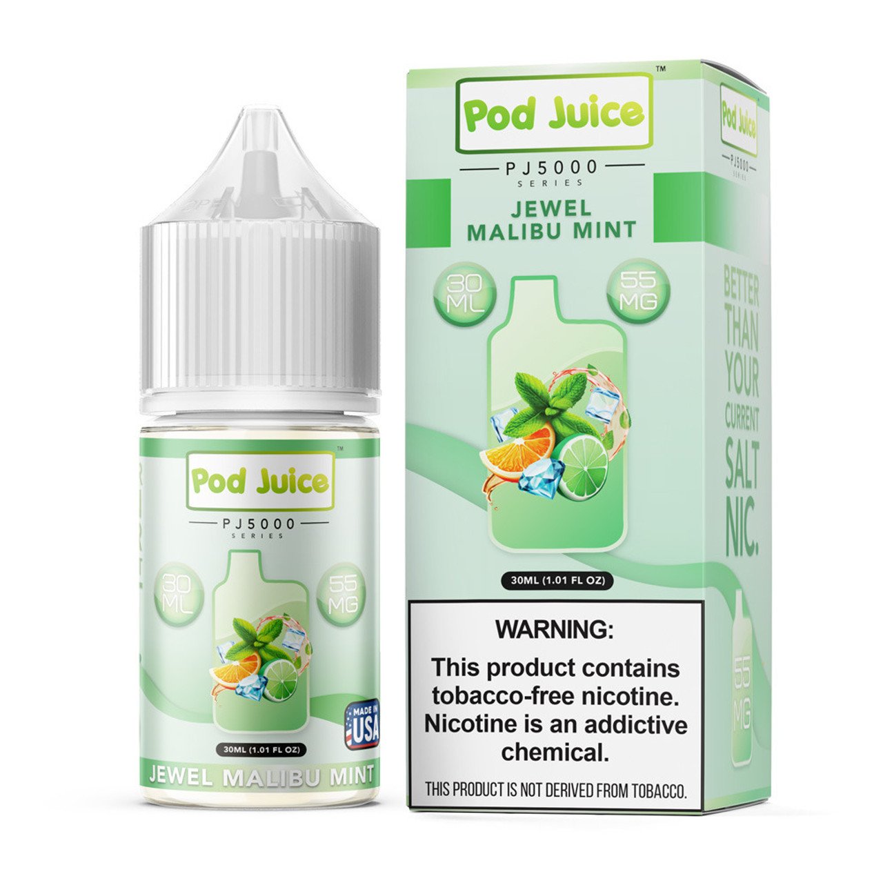 POD JUICE PJ5000 SERIES SALT NIC 30ML JEWEL MALIBU MINT 35MG 305535380031