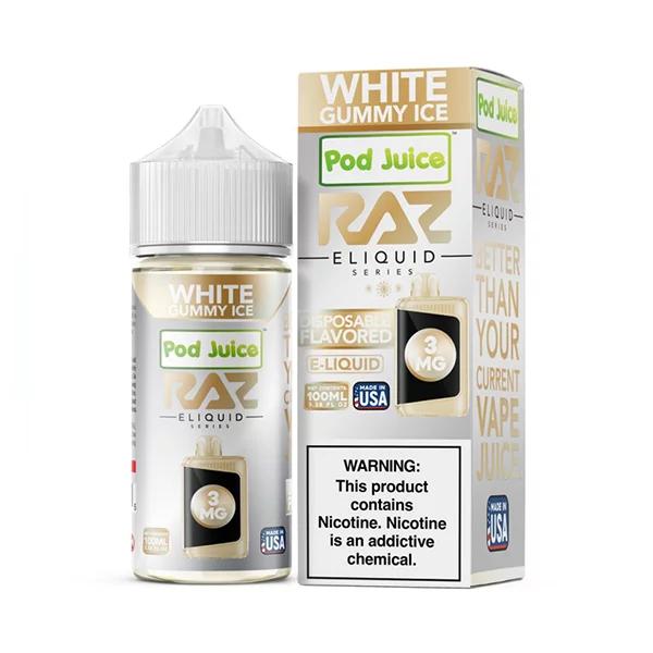 POD JUICE RAZ E-LIQUID 100ML WHITE GUMMY ICE 3MG 818036120285