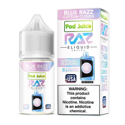 POD JUICE RAZ SALT NIC 30MLL BLUE RAZZ COTTON CLOUDS 55MG 818553530017