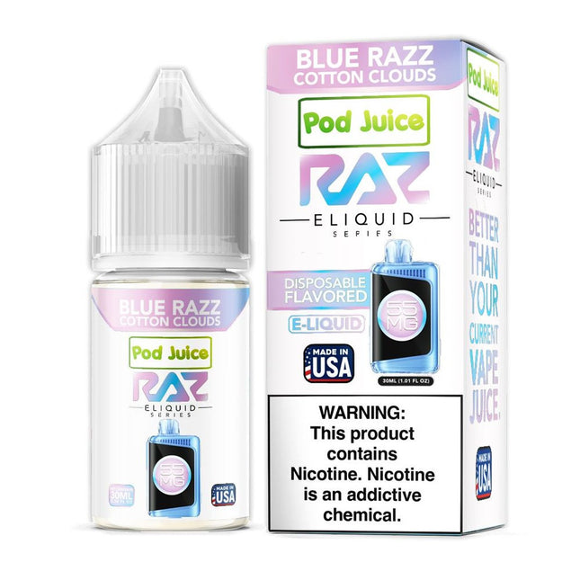 POD JUICE RAZ SALT NIC 30MLL BLUE RAZZ COTTON CLOUDS 55MG 818553530017