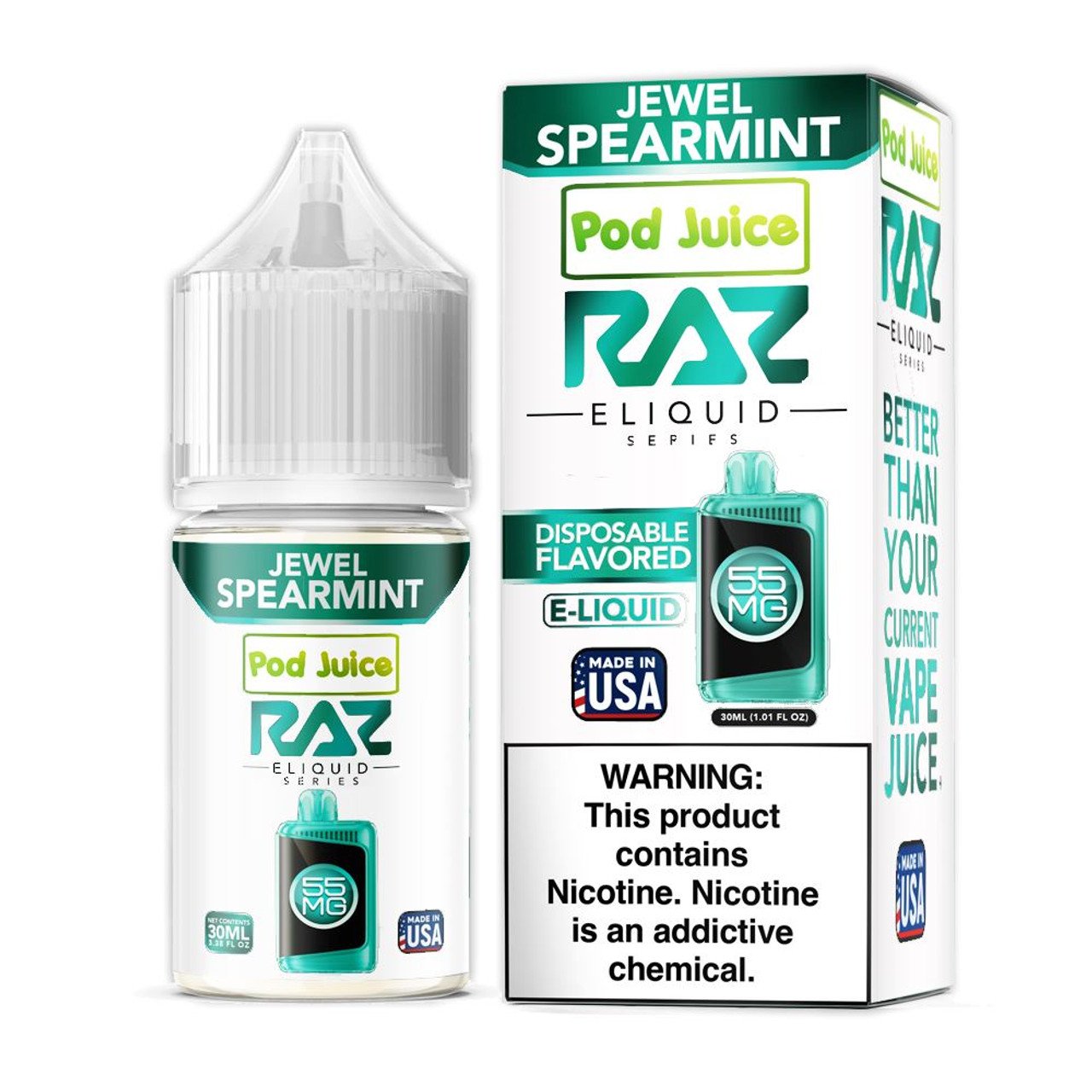 POD JUICE RAZ SALT NIC 30MLL JEWEL SPEARMINT 55MG 818553530093