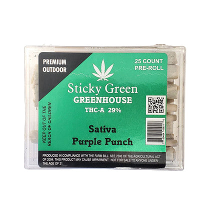 STICKY GREEN GREENHOUSE 1 GRAM THC-A PRE-ROLL (25CT JAR)
