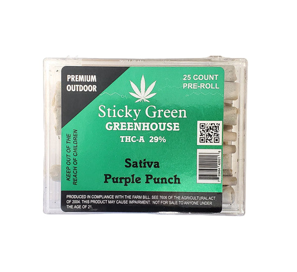 STICKY GREEN GREENHOUSE 1 GRAM THC-A PRE-ROLL (25CT JAR)