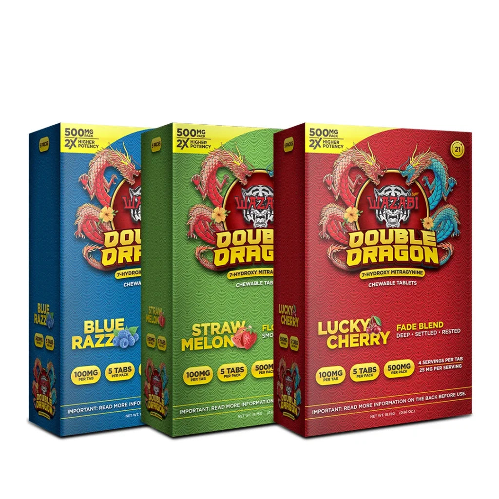 WAZABI DOUBLE DRAGON 7-HYDROXY 100MG CHEWABLE TABLETS (5CT/ PACK)