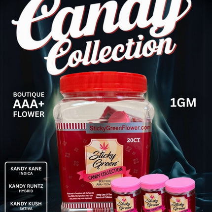 STICKY GREEN 1G THCA FLOWER CANDY COLLECTION (20CT JAR) ASSORTED STRAINS