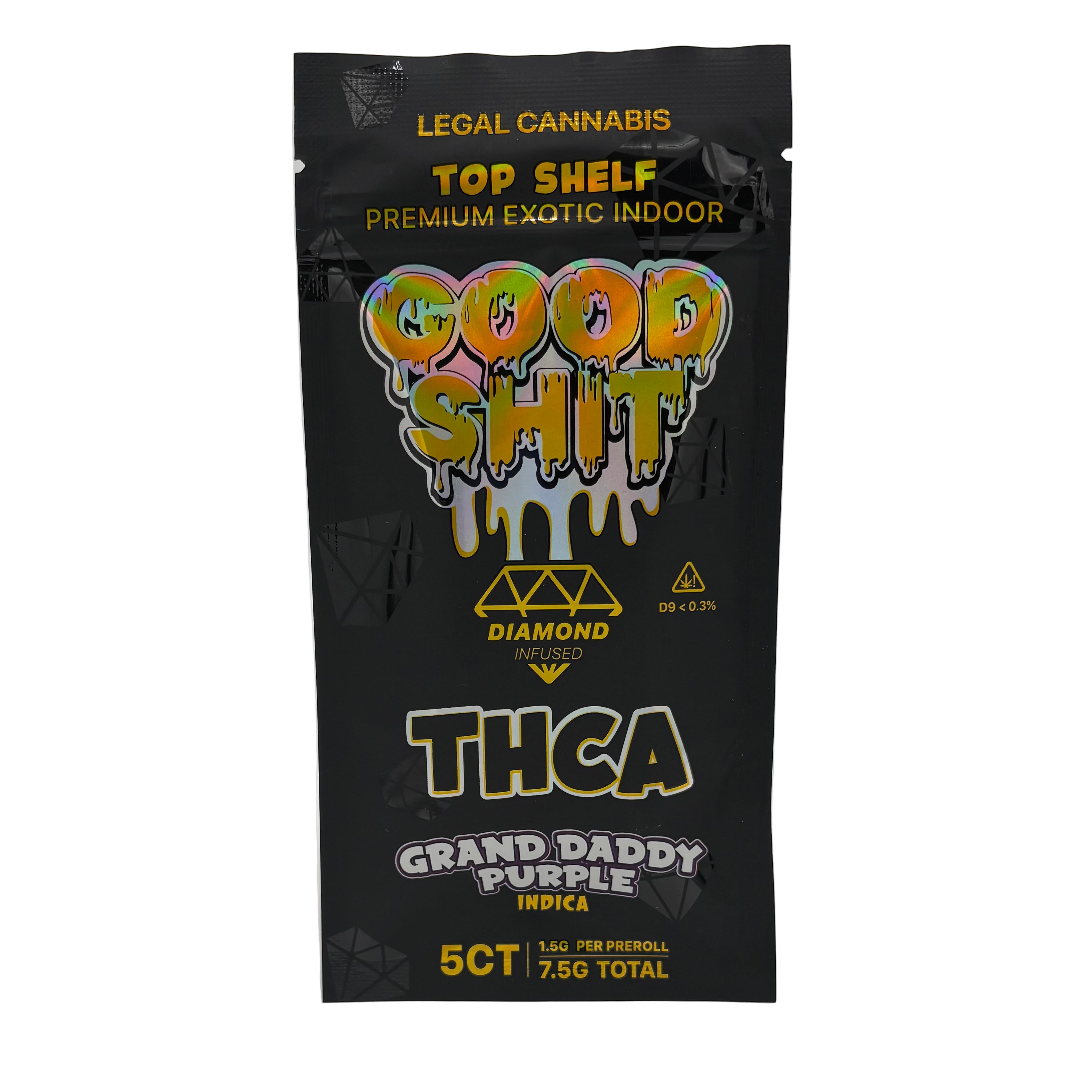 GOOD SHIT THCA DIAMOND INFUSED PRE ROLLS (1.5G X 5) 7.5G PACK