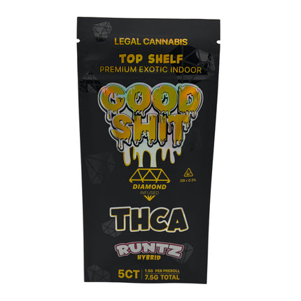 GOOD SHIT THCA DIAMOND INFUSED PRE ROLLS (1.5G X 5) 7.5G PACK