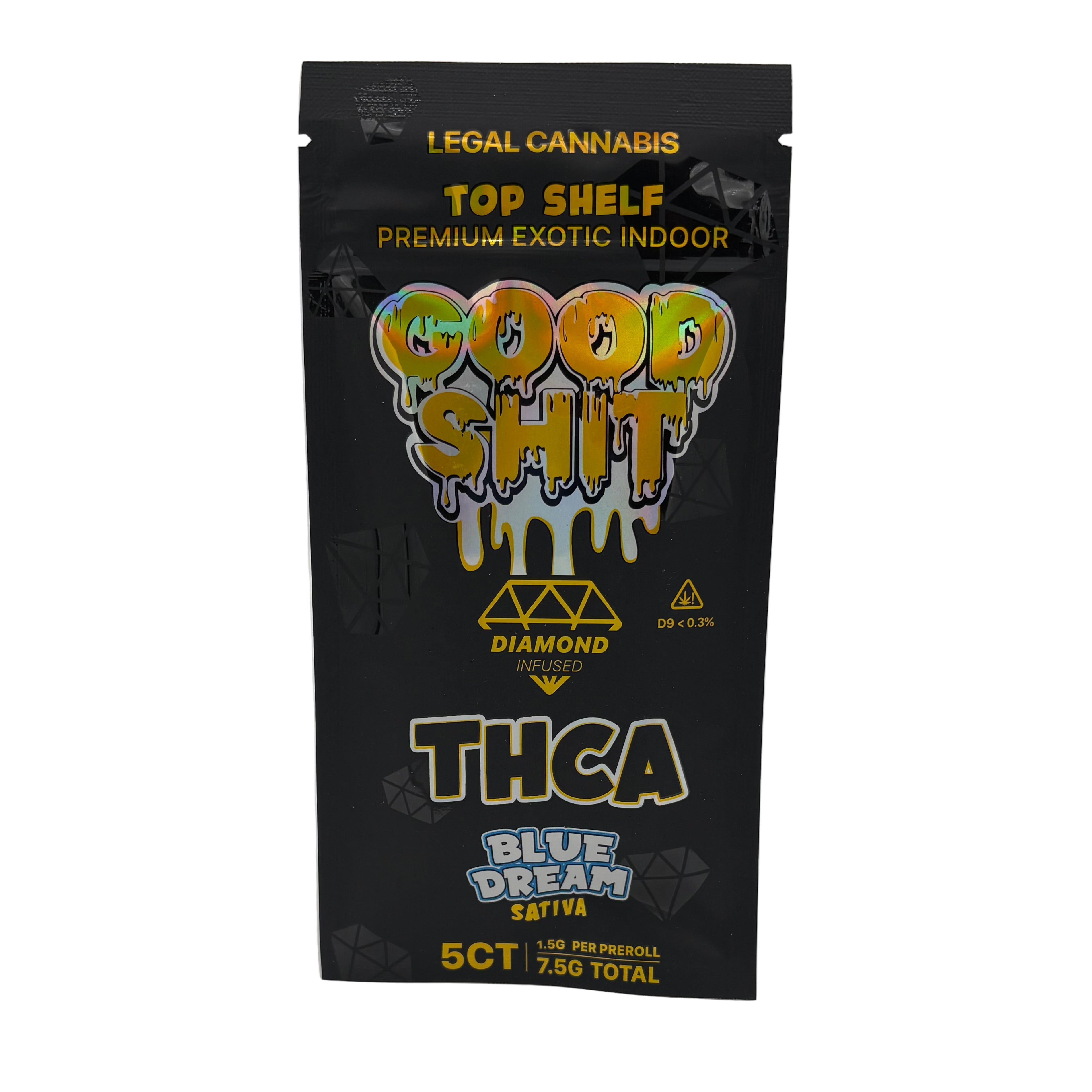 GOOD SHIT THCA DIAMOND INFUSED PRE ROLLS (1.5G X 5) 7.5G PACK
