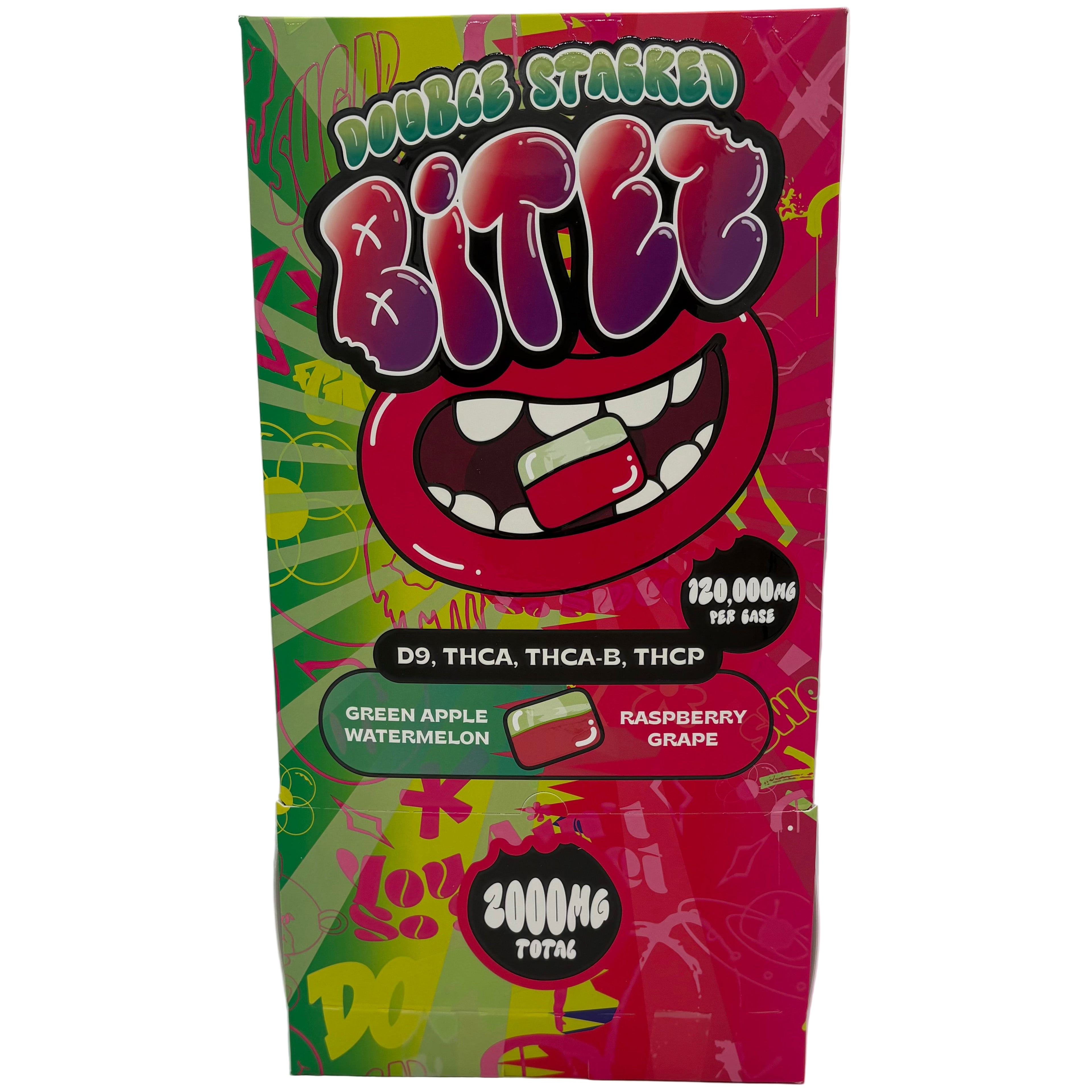 BITEZ DOUBLE STACKED D9 + THC-A + THCA-B + THC-P (2000MG / PACK) / (120,000MG / DISPLAY OF 60)