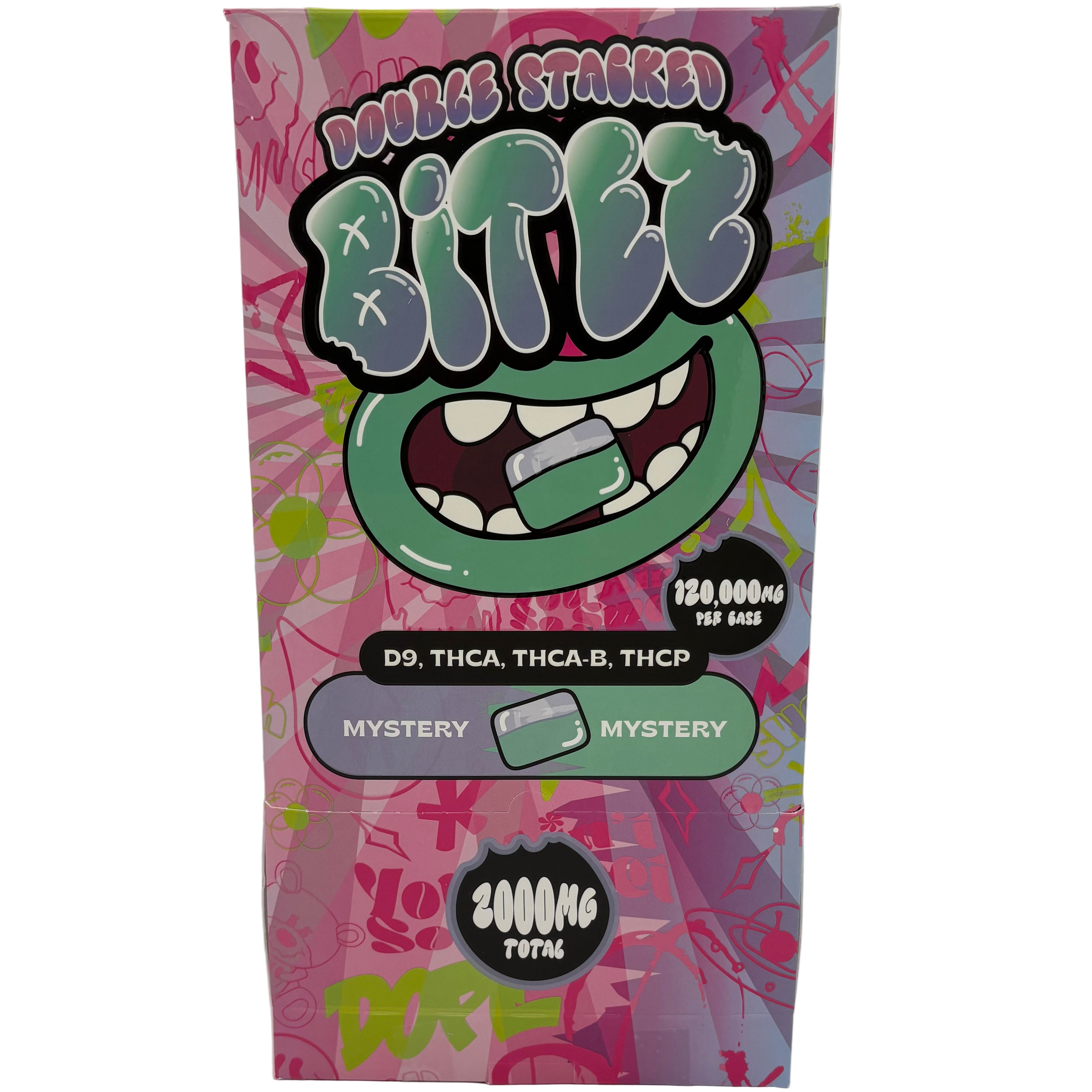 BITEZ DOUBLE STACKED D9 + THC-A + THCA-B + THC-P (2000MG / PACK) / (120,000MG / DISPLAY OF 60)