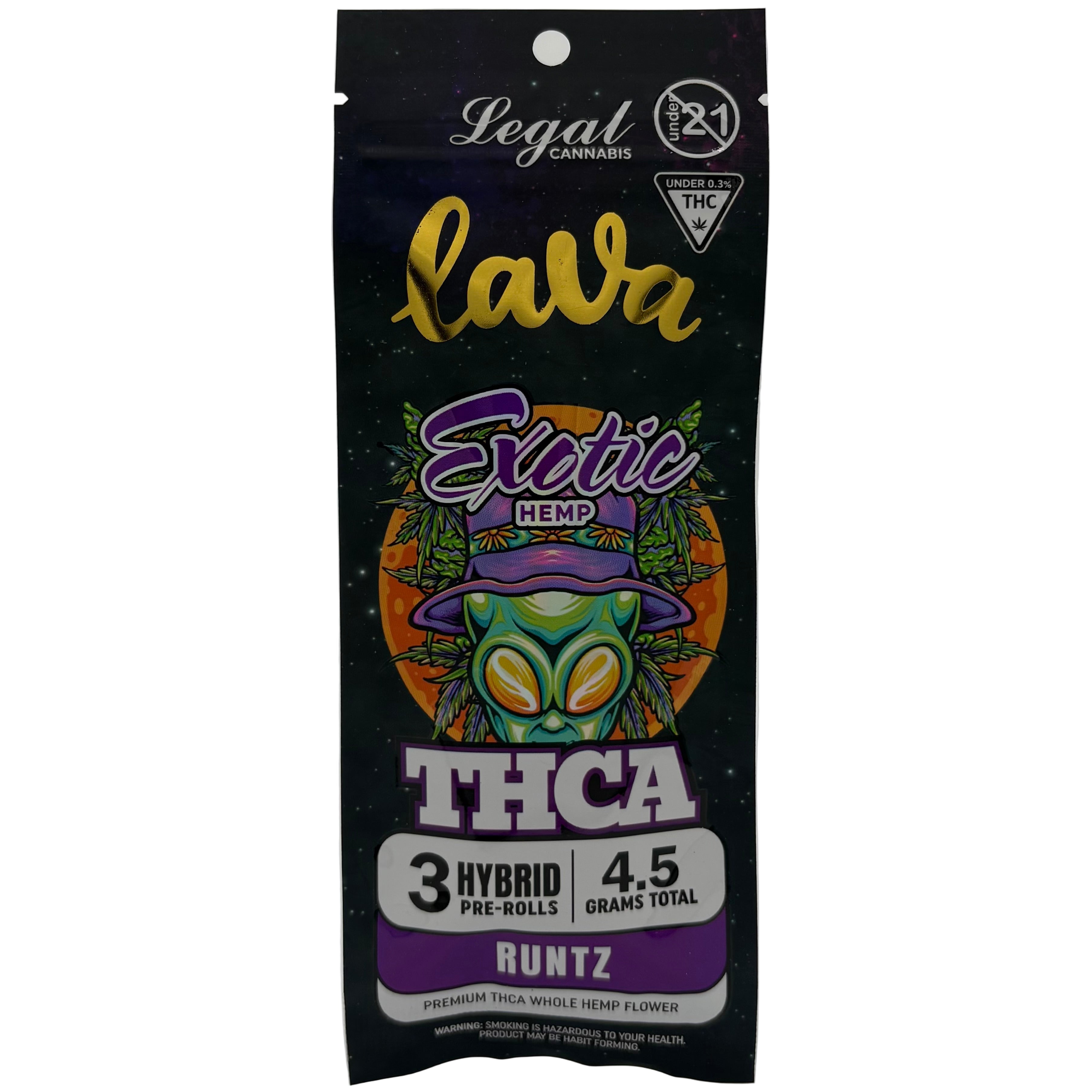 LAVA EXOTIC HEMP THCA PRE-ROLLS (3 X 1.5G EACH)