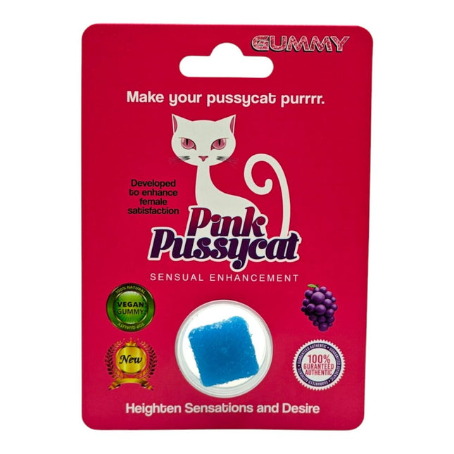 PINK PUSSYCAT SENSUAL ENHANCEMENT GUMMY CARD SETS (24CT/DISPLAY) | GRAPE