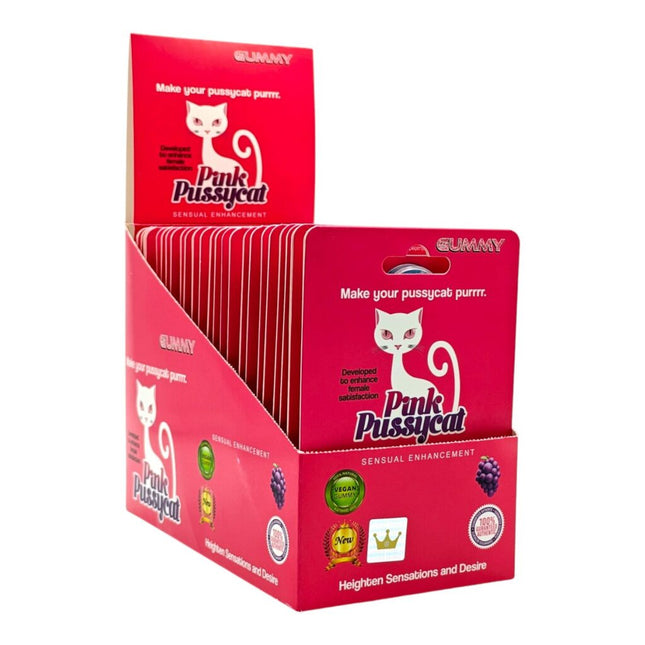 PINK PUSSYCAT SENSUAL ENHANCEMENT GUMMY CARD SETS (24CT/DISPLAY) | GRAPE